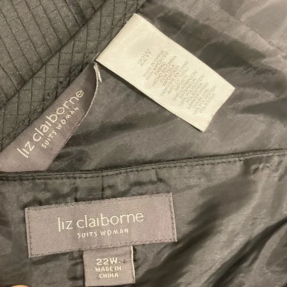 22W Elegant Black Waffle Texture Two-Piece Skirt Set Liz Claiborne Lined Fitted - Picture 11 of 14